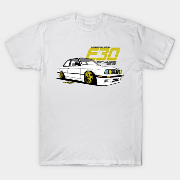 BMW E30 Beauty & Beast T-Shirt by iDubberEuroApparel